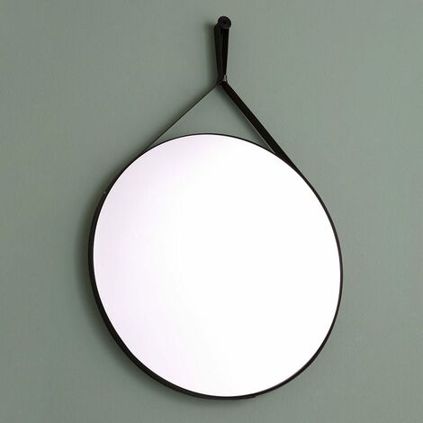 Specchio da bagno 8144B ovale - colore cornice nero - verticale e  orizzontale - dimensioni selezionabili 40x60cm (de)