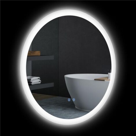 SPECCHIO BAGNO LED ANTIAPPANNAMENTO CON 3 COLORI E LUMINOSITÀ REGOLABILE. IN METALLO E VETRO. Ø70X3 CM