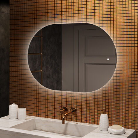 Specchio bagno LED Artforma, 100x70, Interruttore touch, LED Dual, Specchio Ovale