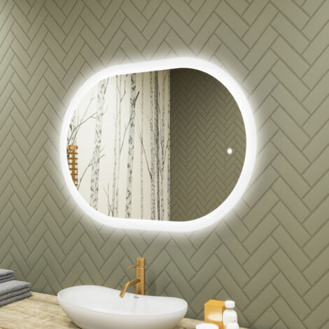 Specchio bagno LED Artforma, 100x70, Interruttore touch, LED Dual, Specchio Ovale