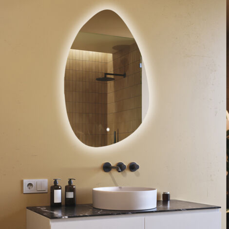 Specchio bagno LED Artforma, 64x94, Interruttore touch, LED Dual, Specchio Irregolare