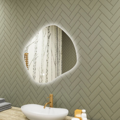 Specchio bagno LED Artforma, 84x74, Interruttore touch, Antiappannamento, LED Dual, Specchio a Rombo