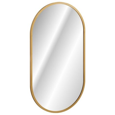 Specchio bagno LED dorato ovale 90x50 cm ultra sottile