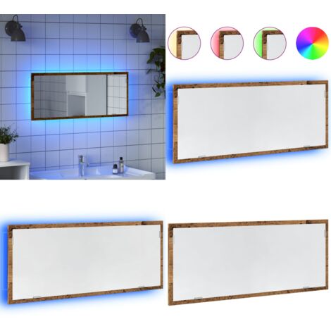 Specchio Bagno LED Legno Antico 100x8,5x37 cm Legno Multistrato - Specchio da bagno in vetro - Specchio da bagno in legno
