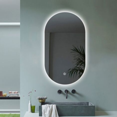 AHD AMAZING HOME DESIGN Specchio bagno moderno retroilluminato ovale 50x80cm luci led Konughs M