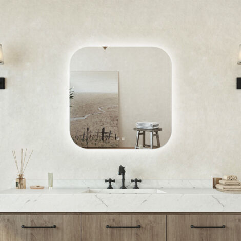 Specchio bagno Ovale 80x80cm Retroilluminato Con Led, Antiappannamento + 3 Luci
