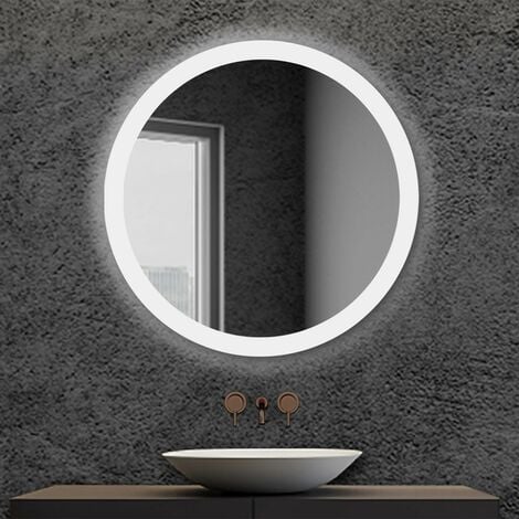 Specchio bagno retroilluminato a LED tondo d. 80 cm con cornice serigrafata