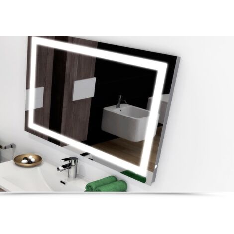 SPECCHIO BAGNO RETROILLUMINATO LED ANGOLARE 70X100 CM ARREDO DESIGN - 8.0