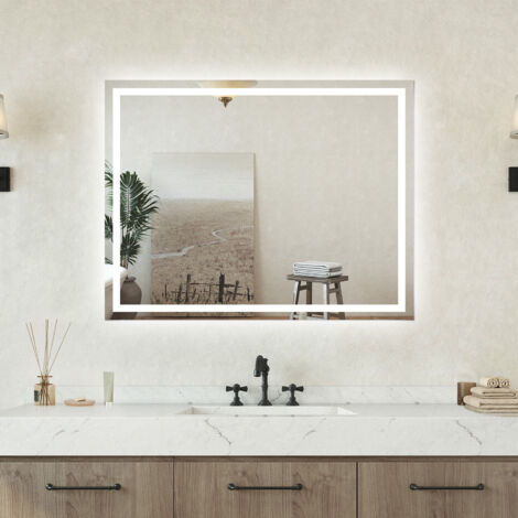 Specchio bagno Rettangolare 100x60cm Retroilluminato Con Led, Antiappannamento