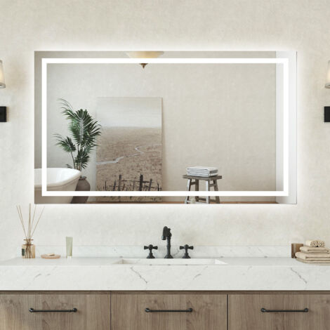 Specchio bagno Rettangolare 100x80cm Retroilluminato Con Led, Antiappannamento