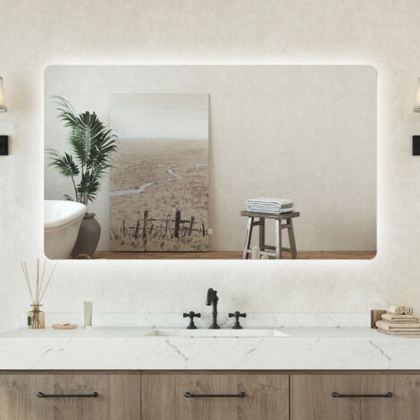 Specchio bagno Rettangolare 120x70cm Retroilluminato Con Led, Design Moderno + Antiappannamento