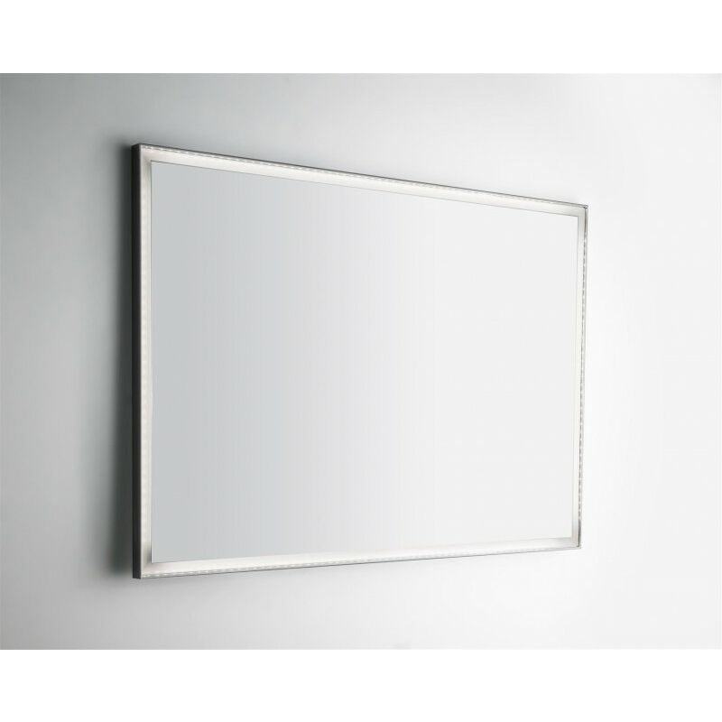 Image of Specchio bagno a led 100x70 cm con cornice Bianco Latte Con specchio ingranditore Con accensione a sfioro Senza Kit Bluetooth Specchio senza antifog