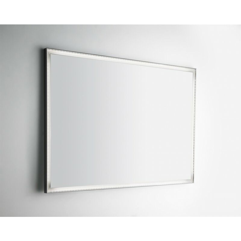 Image of Specchio bagno a led 100x70 cm con cornice Simil argento Con specchio ingranditore Con accensione a sfioro Senza Kit Bluetooth Specchio senza antifog