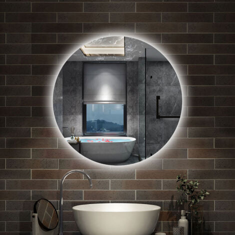 Specchio bagno Rotondo 80 cm con led + Bordo non sabbiato + IP44