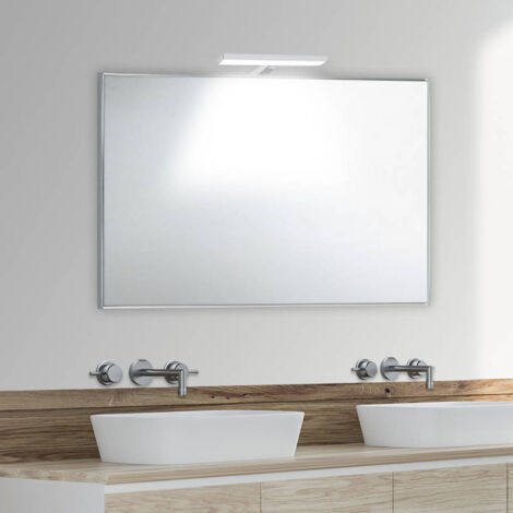 Specchio bagno su misura con cornice esterna in alluminio  fino a 130 cm  30 cm
