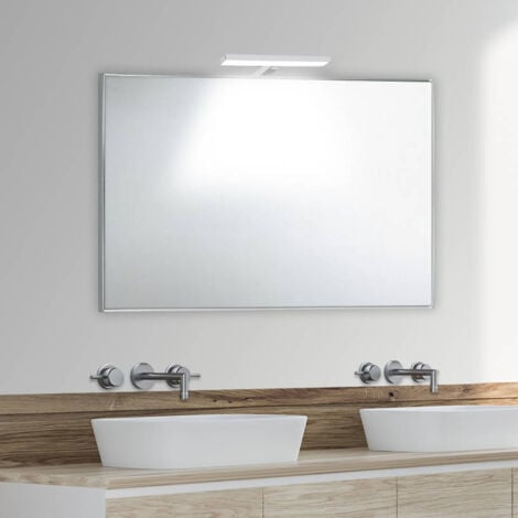 Specchio bagno su misura con cornice esterna in alluminio  fino a 140 cm  fino a 80 cm