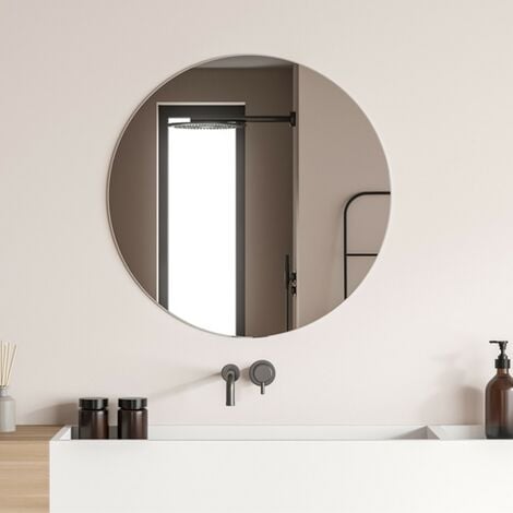 INBAGNO Specchio bagno tondo 80 cm a filo lucido con installazione a parete