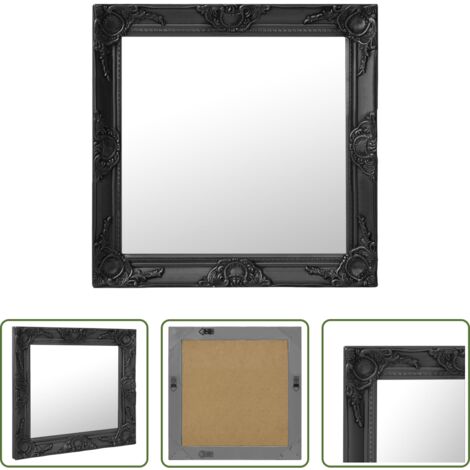 Specchio barocco -  Specchio da Parete Stile Barocco 60x60 cm Nero