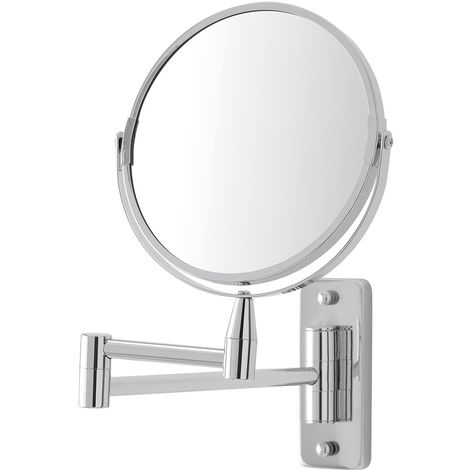 Specchio beauty a muro orientabile in acciaio cromo con ingrandimento