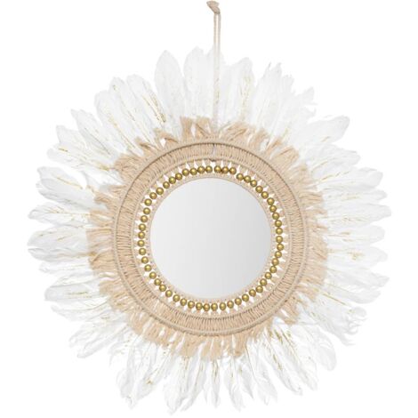 Specchio bianco piuma d oro d 50 cm - Feeric lights & christmas