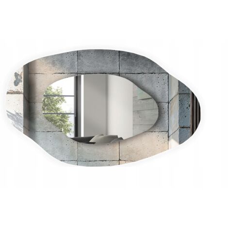 Specchio Classico 70x45 cm Argento Forma Irregolare Ovale ARVEN
