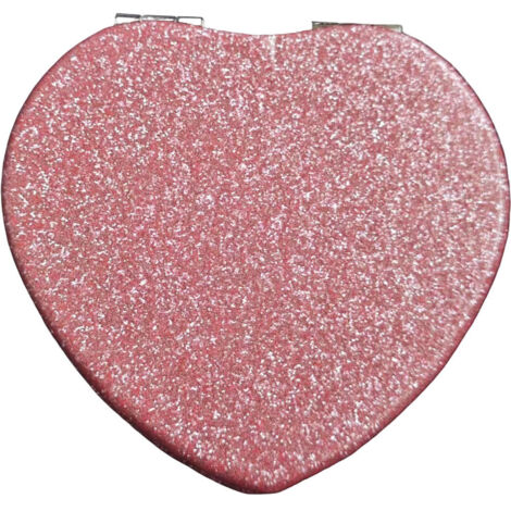 Specchio compatto da donna a forma di cuore, pratico mini specchio pieghevole rosa, ideale per ritocchi trucco rapidi e portatili.