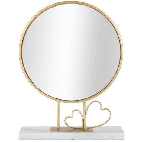 Specchio con appoggio in marmo cornice color oro per bagni e camere da letto -Cuore