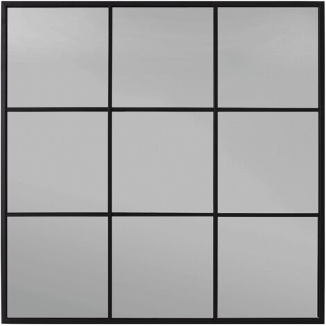 Specchio con cornice in acciaio "Window" h 90x3x90 cm -Nero