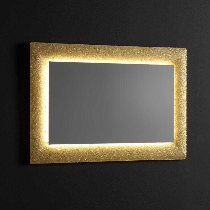 Miroir Avec Cadre En Verre Coulé Avec Grain D'or Réversible 90X62