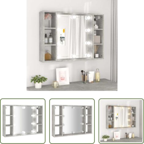 Specchio con LED -  Mobile a Specchio con LED Grigio Cemento 76x15x55 cm