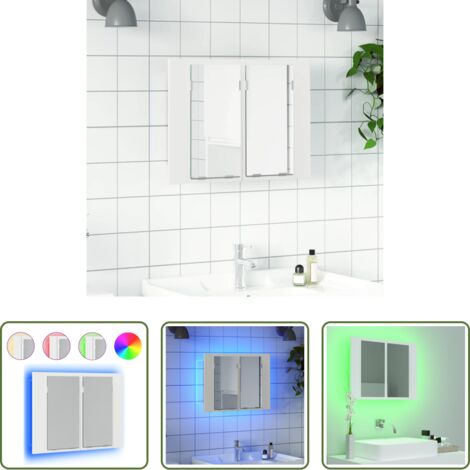 Specchio con luce LED -  Armadietto a Specchio con Luci LED Bianco 60x12x45 in Acrilico