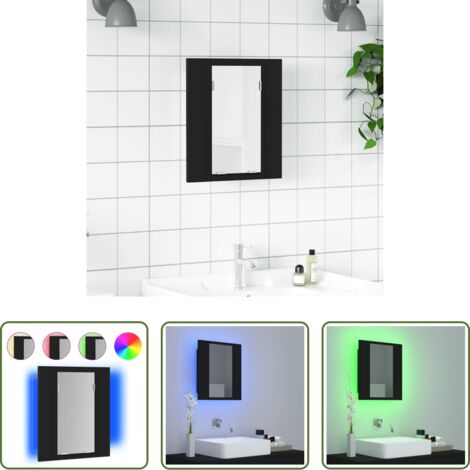 Specchio con luce LED -  Armadietto a Specchio con Luci LED Nero 40x12x45 cm in Acrilico