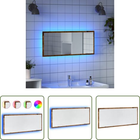 Specchio con luce LED -  Specchio Bagno LED Legno Antico 100x8,5x37 cm Legno Multistrato