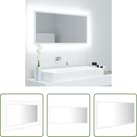 Specchio con luce RGB -  Specchio da Bagno con LED Bianco 90x8,5x37 cm in Acrilico