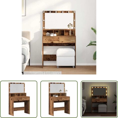 Specchio con luci LED -  Tavolo da Trucco con cassetto Legno vecchio 80 x 41 x 134,5 cm