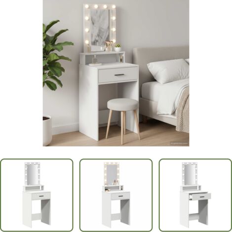 Specchio con luci -  Tavolo da Trucco Bianco 50 x 41 x 140 cm Legno multistrato