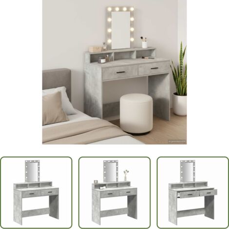 Specchio con luci -  Tavolo da Trucco Grigio 100 x 41 x 140 cm Legno multistrato
