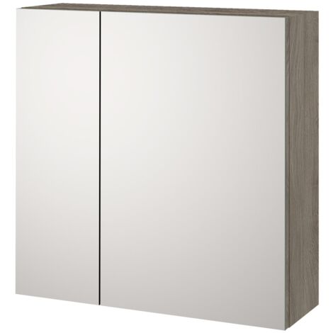Specchio Contenitore 2 ante VANITY-S rovere cenere in melaminico e vetro e metallo