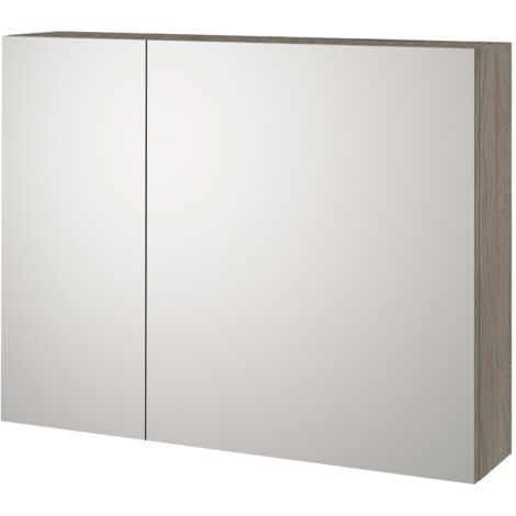 Specchio Contenitore 2 ante VANITY-S rovere cenere in melaminico e vetro e metallo