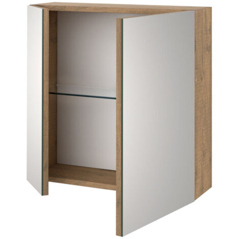 Mobile bagno sospeso 65cm con specchio contenitore colore Ice  Oak