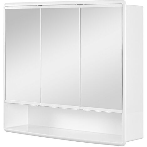 Specchio contenitore 60x50 cm bianco con 3 ante e ripiani interni