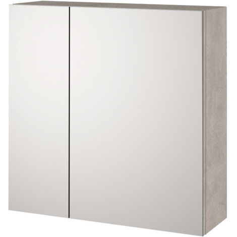 Specchio contenitore ASHER a 2 ante avana pietra in melaminico e vetro 60 cm.