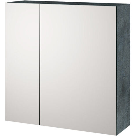 Specchio contenitore ASHER a 2 ante bianco pietra in melaminico e vetro 60 cm.