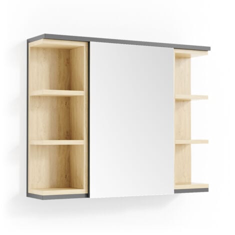 Specchio contenitore bagno Aquis, Antracite, 79.6 x 64 cm, Vicco