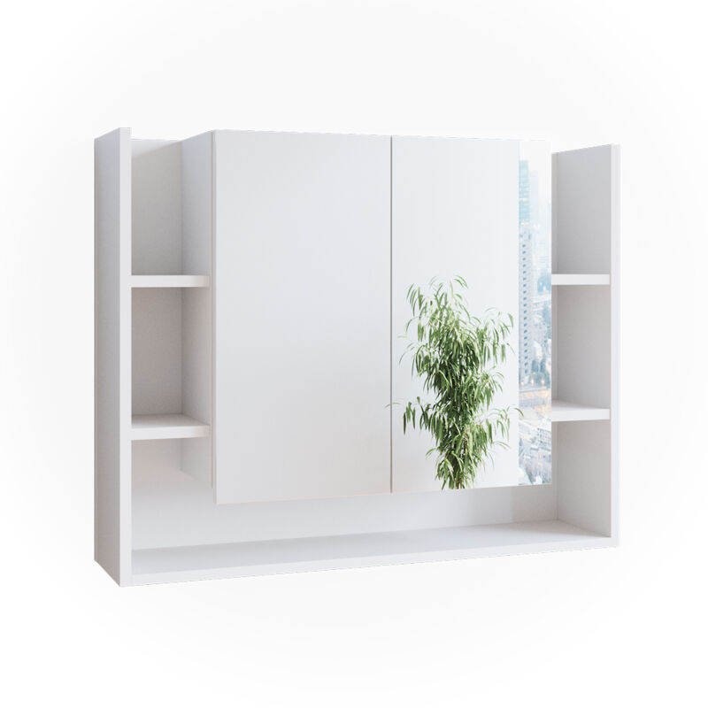 Vicco - Specchio contenitore bagno Elira, Bianco, 80.2 x 64 cm