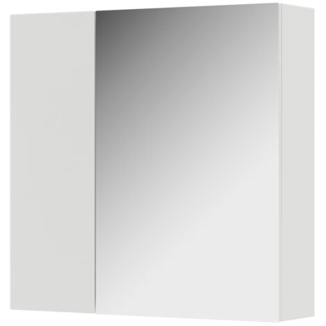 Specchio contenitore bagno Leopold, Bianco, 60 x 59.2 cm Con ripiani e 1 anta a specchio, Vicco