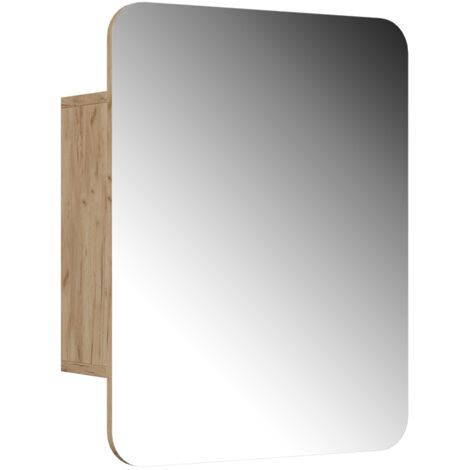 Specchio contenitore bagno Zino, Rovere dorato, 65 x 50 cm con ripiani, Vicco