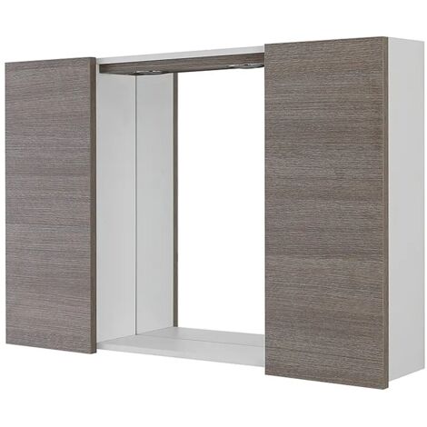 Specchio contenitore LED 91x61 cm rovere scuro con ante laterali Way