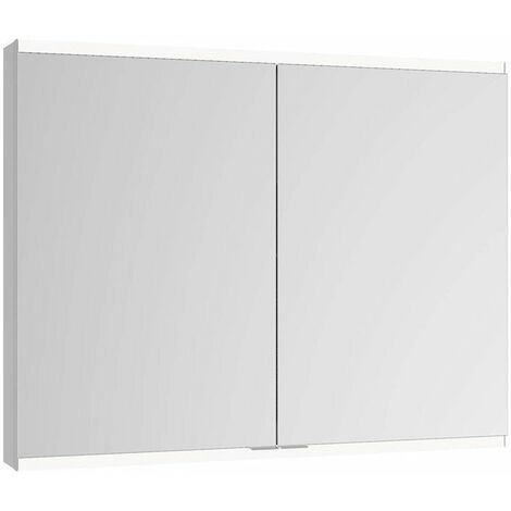 Specchio contenitore Royal Modular 2.0 600x700x160mm prolunga a muro anodizzato argento, 1 presa e USB KEUCO