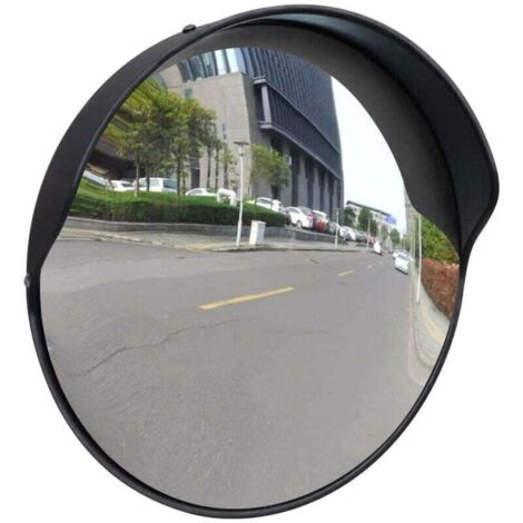 Specchio convesso per esterni in plastica PC nero 30 cm